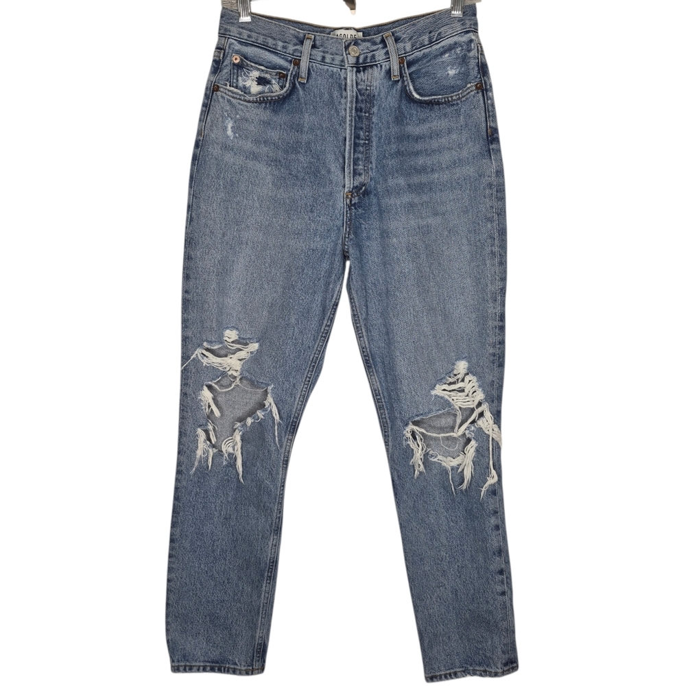 Agolde Fen High Rise Relaxed Straight Leg Distressed Jeans Size 26